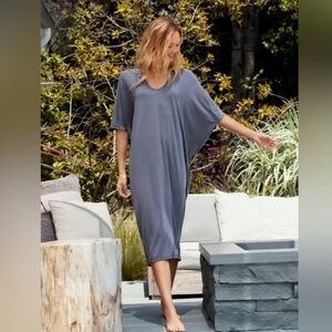 Barefoot Dreams OS Luxe Milk Jersey Graphite Gray Comfort Loungewear Caftan